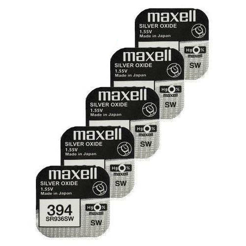 5x Maxell 394 380 SR936SW Silver Oxide 1.55V Watch Batteries