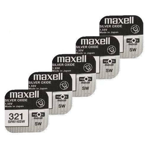 5x Maxell 321 SR616SW 1.55V Silver Oxide Watch Batteries Made in Japan
