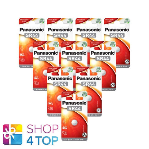 10 Panasonic Sr44 Silver Oxide Batteries 1.55V 1Bl 357 Epx76 Ag13