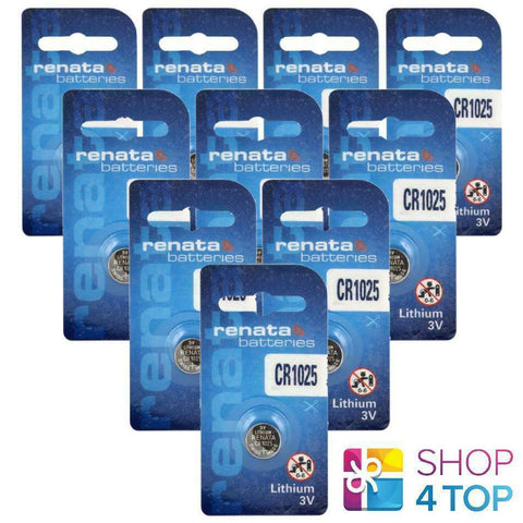 10 Renata Cr1025 Lithium Batteries 3V Cell Coin Button Swiss Made NEW