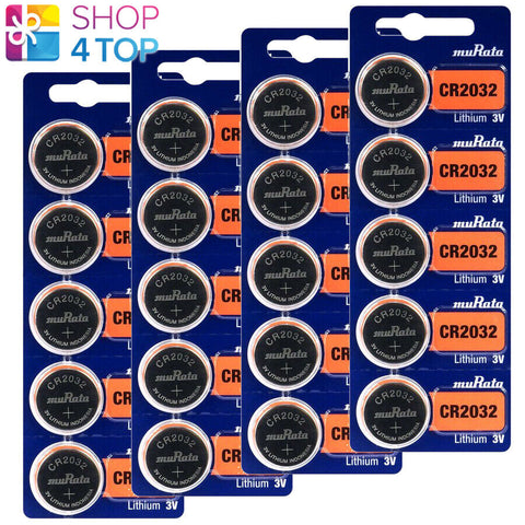 20x Murata CR2032 3V Lithium Coin Cell Batteries for Watches & Fobs