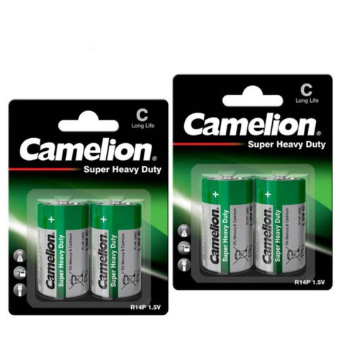 4x Camelion C Batteries 1.5V Zinc Carbon Super Heavy Duty Long Life