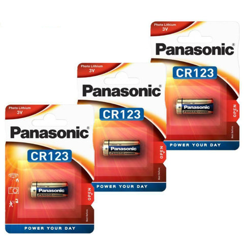 3x Panasonic CR123A Lithium 3V Batteries DL123A 1400mAh Camera Torch