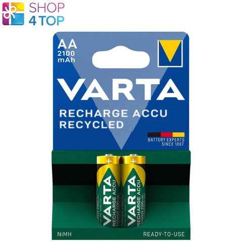 2 Varta Recharge Recycled Accu Aa Batteries Lr6 2100Mah Nimh Mignon 2Bl 1.2V NEW