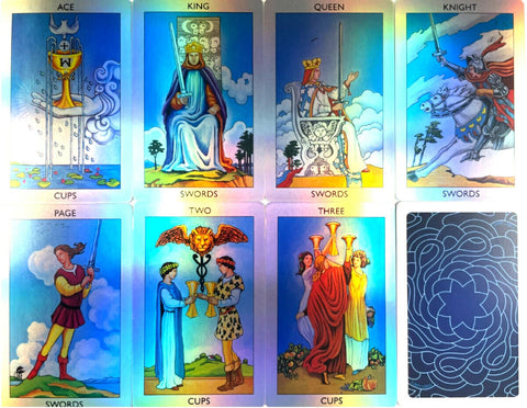 Radiant Rider-Waite Holographic Tarot Deck Pocket Size with Velvet Bag