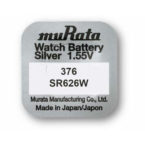 2x Murata 376 SR626W Silver Oxide 1.55V Watch Batteries Made in Japan