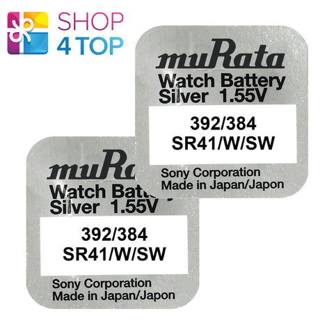 2x Murata 392 384 SR41 Silver Oxide 1.55V Watch Batteries