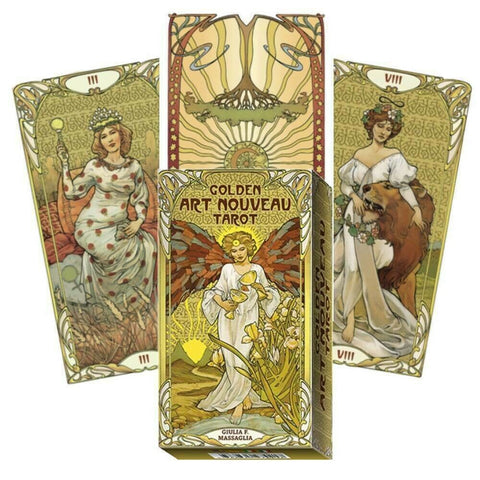 Golden Art Nouveau Tarot Deck by Lo Scarabeo with Velvet Pouch