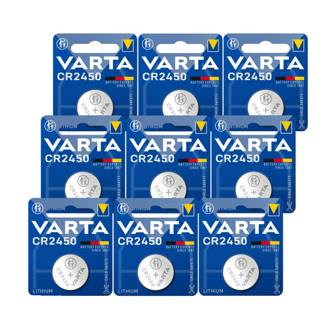 9x Varta CR2450 3V Lithium Coin Cell Button Batteries 560mAh