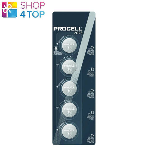 5 Duracell Procell Cr2025 Lithium Coin Batteries 3V 525Mah Dl2025 3B980 5Bl NEW