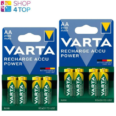 8x Varta Recharge Accu Recycled AA 2100mAh NiMH 1.2V Batteries