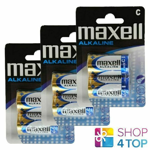 6x Maxell C LR14 1.5V Alkaline Batteries Industrial Baby R14 MN1400