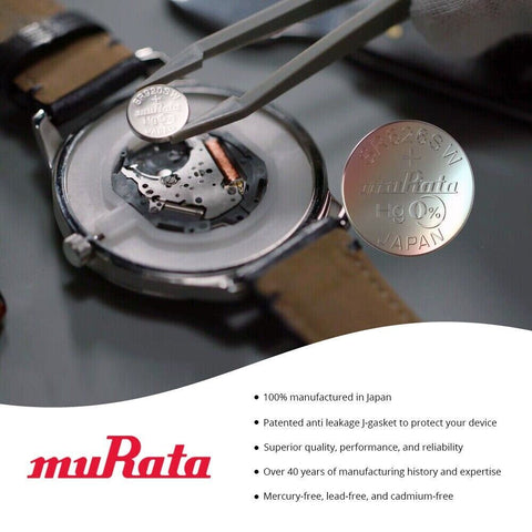 5x Murata 357/303 SR44 Silver Oxide 1.55V Watch Batteries Made in Japan
