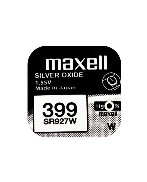 2x Maxell 399 SR927W 1.55V Silver Oxide Watch Batteries Made in Japan