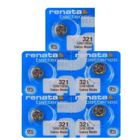 5x Renata 321 SR616SW Silver Oxide 1.55V Watch Batteries Swiss Made