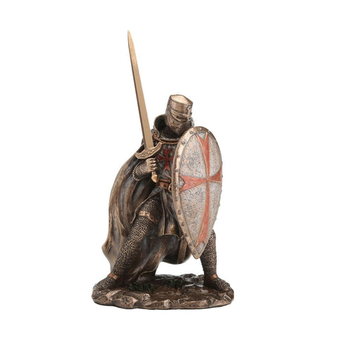 Italfama Templar Knight Statue 18cm Bronze Finish Resin Handcrafted