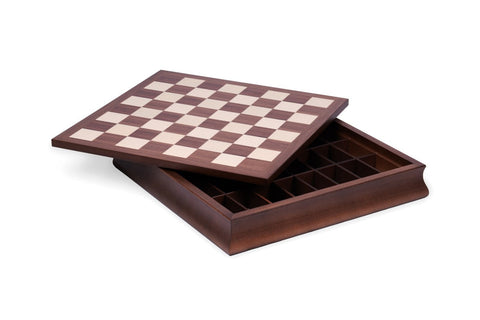 Italfama Walnut & Maple Chess Board 36cm with Piece Storage, Italy