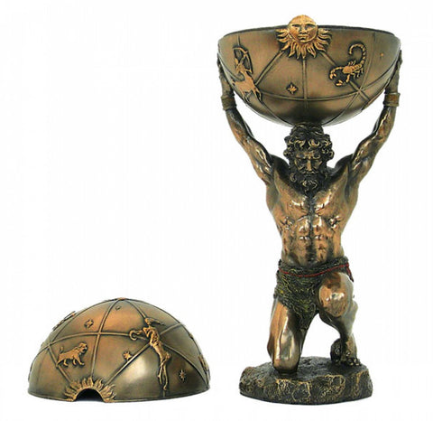 Italfama Atlas Titan Bronze Resin Statue 32cm Greek Mythology Decor