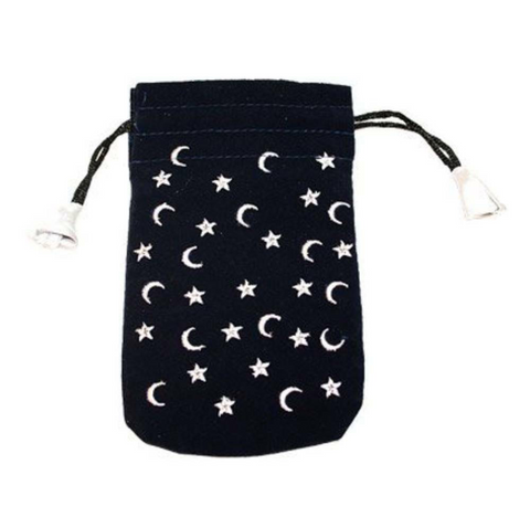 Dark Blue Velvet Moon & Stars Mini Tarot Bag Drawstring Pouch Lo Scarabeo