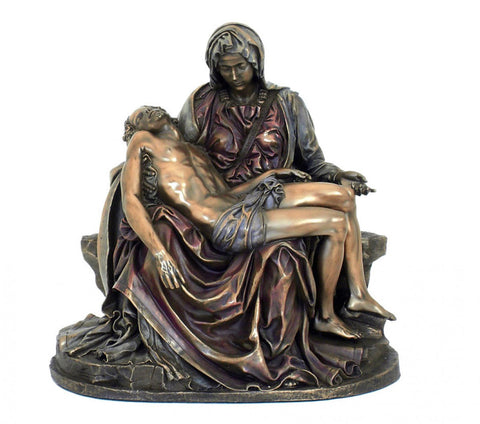 Michelangelo Pietà Bronze Resin Statue 26cm Italian Art Sculpture Italfama