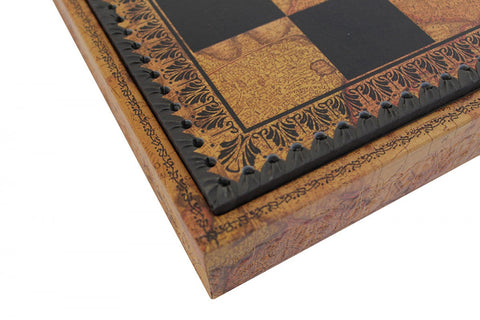 Italfama Romans vs Barbarians 3-in-1 Chess Set, Metal/Wood, Faux Leather Board