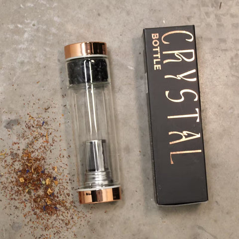 Crystal Tea Infuser Bottle with Onyx Ancient Wisdom