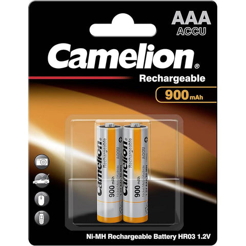 2x Camelion AAA 900mAh NiMH Rechargeable Batteries 1.2V HR03