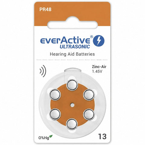 EverActive Size 13 PR48 Zinc Air 1.45V Hearing Aid Batteries