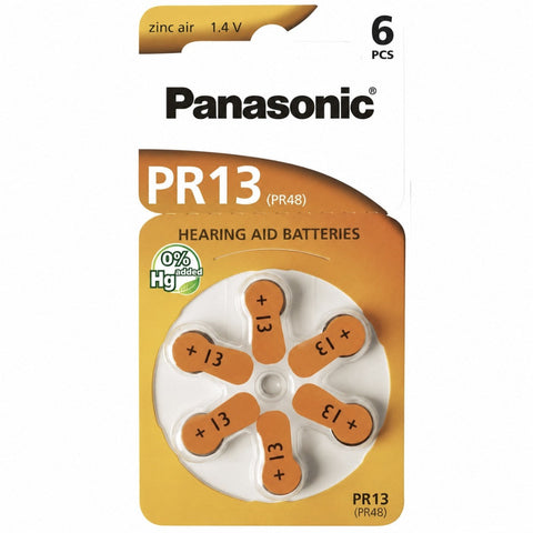 1 Pack: Panasonic Size 13 PR48 Hearing Aid Batteries 1.4V Zinc Air Mercury Free