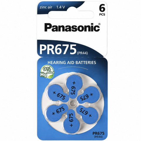 1 Pack: Panasonic 675 PR44 DA675 Hearing Aid Batteries 1.4V Zinc Air Mercury Free