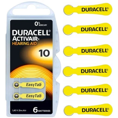 Duracell Activair Hearing Aid Batteries Size 10 Zinc Air 1.45V Mercury Free