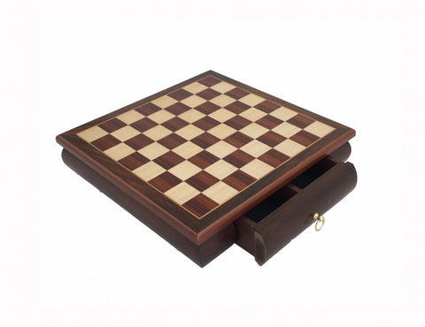 Italfama Mahogany Chess Board 32.5cm with Drawer Storage Made in Italy