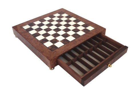 Italfama 42cm Glossy Elm Wood Chess Board with Storage Drawer