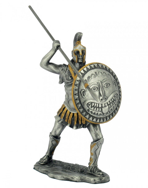 Italfama Spartan Warrior Pewter Figurine, Hand-Painted, 12cm, Made in Italy