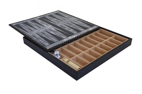 Italfama Gold Blue Faux Leather Chess Backgammon Board with Storage 35cm