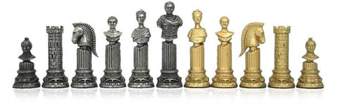 Italfama Roman Bust Handmade Metal Chess Pieces, Gold & Silver, King 12cm