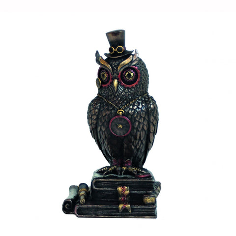 Italfama Steampunk Owl Statue, Bronze Resin Figurine, 20cm, Made in Italy