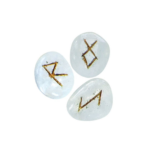 Hyaline Quartz Runes Natural Stone Esoteric Meditation With Bag Lo Scarabeo NEW