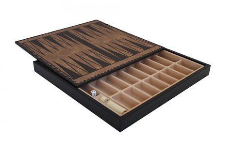 Italfama Faux Leather Chess & Backgammon Board with Storage, 35cm Gold