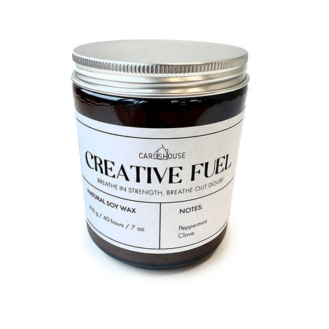 Aromatherapy Soy Candle Creativity Peppermint Clove 40h Amber Jar