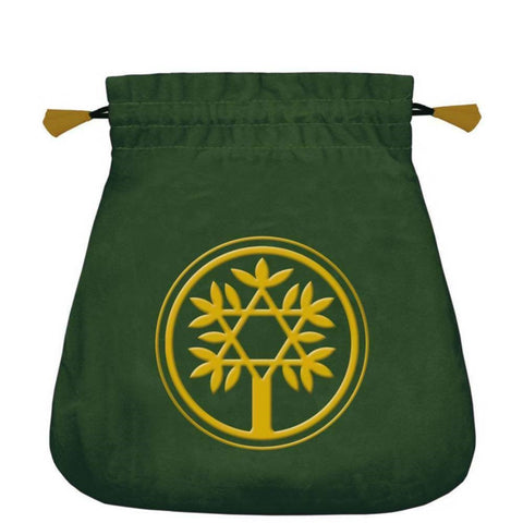 Green Celtic Tree Satin Tarot Card Drawstring Bag by Lo Scarabeo