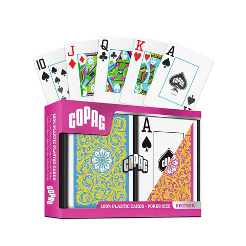 Copag Poker Playing Cards Jumbo Index PVC Double Deck Yellow Pink