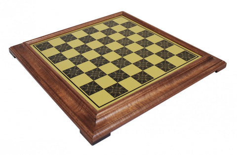 Italfama Wooden Chess Board 52x52cm Brass Effect Luxury Made in Italy