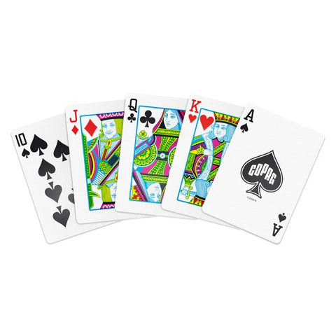 Copag 100% Plastic Poker Playing Cards Double Deck Regular Index Violet/Blue/Yellow