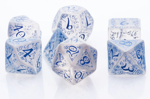 Q-Workshop Elvish Translucent Blue Dice Set for DnD RPG 7pc