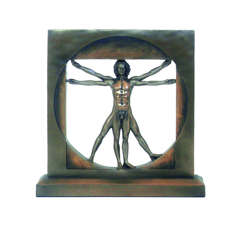Italfama Vitruvian Man Statue Bronze Resin 22x22cm Leonardo da Vinci Italy