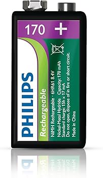 1x Philips Rechargeable 9V NiMH Battery 8.4V 170mAh 6HR61