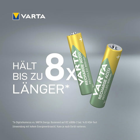 4x Varta AAA 1000mAh NiMH Rechargeable Batteries 1.2V Recharge Accu