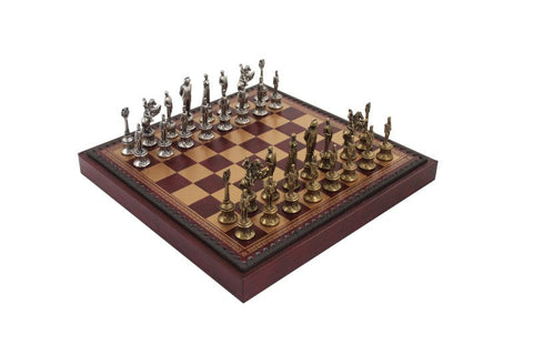 Italfama Napoleon Metal Chess Set with Checkers & Backgammon Board