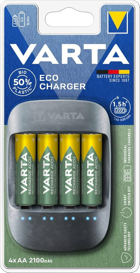 Varta Eco Charger AA AAA Battery Charger USB Output Bio Plastic Housing